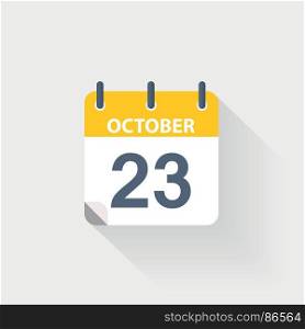23 october calendar icon. 23 october calendar icon on grey background