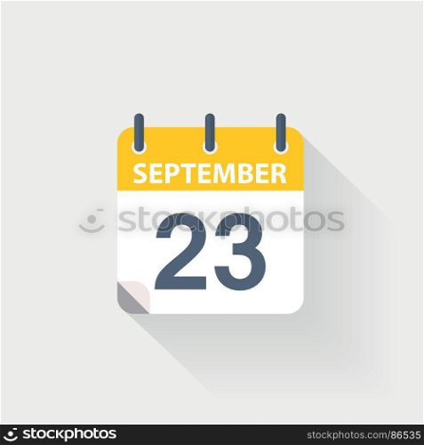 23 september calendar icon. 23 september calendar icon on grey background