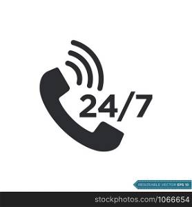 24/7 Call Center Assistance Icon Vector Template Illustration Design