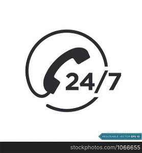 24/7 Call Center Assistance Icon Vector Template Illustration Design