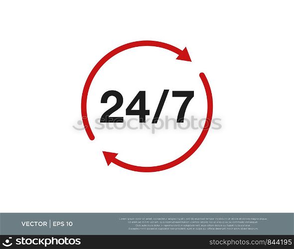 24/7 Hours Icon Vector