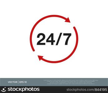 24/7 Hours Icon Vector