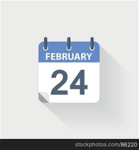 24 february calendar icon. 24 february calendar icon on grey background