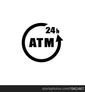 24 hour ATM vector icon. Simple flat symbol on white background. 24 hour ATM icon illustration isolated vector sign symbol