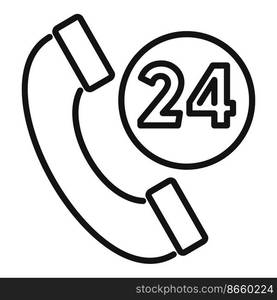 24 hour call support icon outline vector. Contact page. Info online. 24 hour call support icon outline vector. Contact page