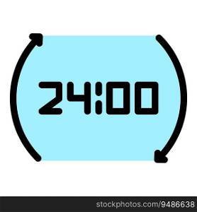 24 hour duration icon outline vector. Deadline date. Call length color flat. 24 hour duration icon vector flat
