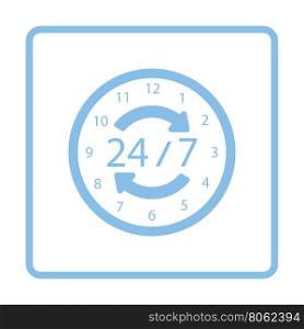 24 hour icon. Blue frame design. Vector illustration.