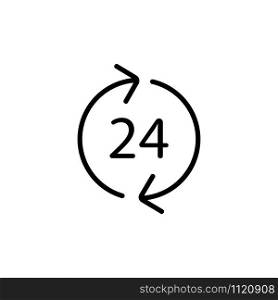 24-hour mode of operation icon vector. A thin line sign. Isolated contour symbol illustration. 24-hour mode of operation icon vector. Isolated contour symbol illustration