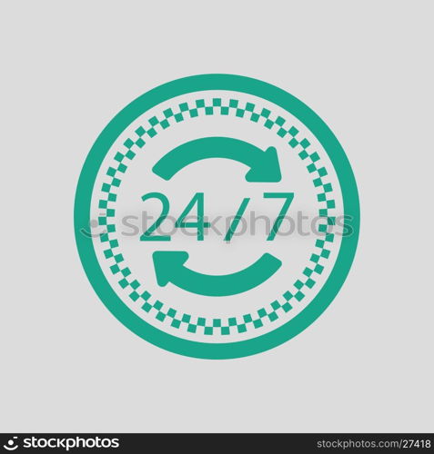 24 hour taxi service icon. Gray background with green. Vector illustration.