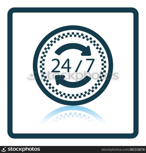 24 hour taxi service icon. Shadow reflection design. Vector illustration.