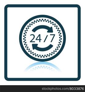24 hour taxi service icon. Shadow reflection design. Vector illustration.