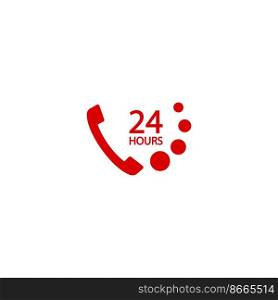 24-hour telephone service logo with telephone receiver image