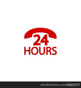 24-hour telephone service logo with telephone receiver image