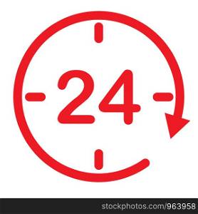 24 hours assistance. clock symbol. open 24 hours icon for your web site design, logo, app, UI. twenty four hour icon on white background. flat style. 24 hours sign.