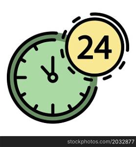 24 hours bank support icon. Outline 24 hours bank support vector icon color flat isolated. 24 hours bank support icon color outline vector
