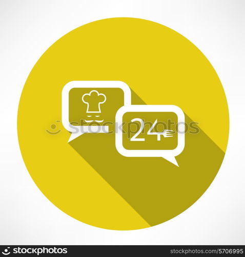 24 hours cafe icon. Flat modern style vector illustration