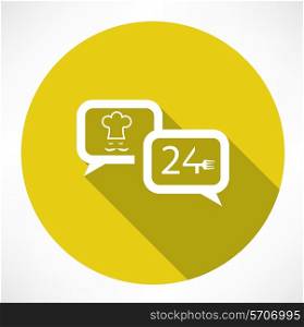 24 hours cafe icon. Flat modern style vector illustration