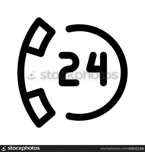 24 hours call, icon on isolated background