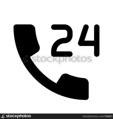 24 hours call, icon on isolated background