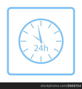 24 Hours Clock Icon. Blue Frame Design. Vector Illustration.