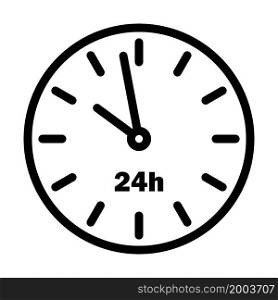 24 Hours Clock Icon. Editable Bold Outline With Color Fill Design. Vector Illustration.