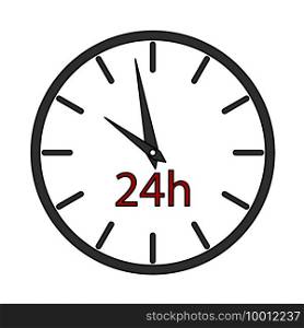 24 Hours Clock Icon. Editable Outline With Color Fill Design. Vector Illustration.