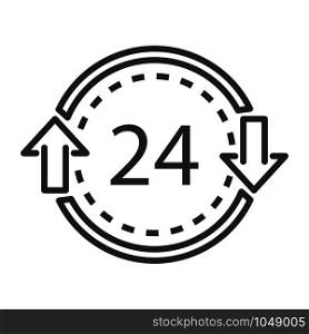 24 hours delivery icon. Outline 24 hours delivery vector icon for web design isolated on white background. 24 hours delivery icon, outline style