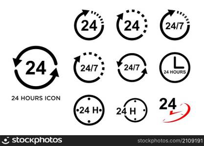 24 hours icon set vector design template in white background