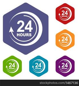 24 hours support icon in simple style isolated on white background. Service symbol. 24 hours support icon, simple style