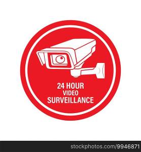 24 hours video surveillance. Vector video surveillance sign with the inscription. Flat style.