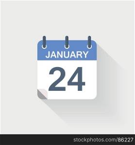 24 january calendar icon. 24 january calendar icon on grey background