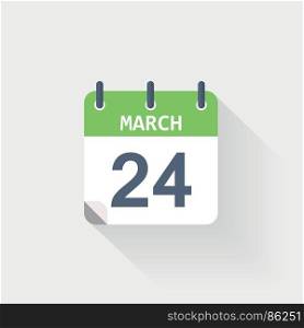 24 march calendar icon. 24 march calendar icon on grey background