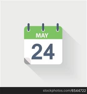 24 may calendar icon. 24 may calendar icon on grey background