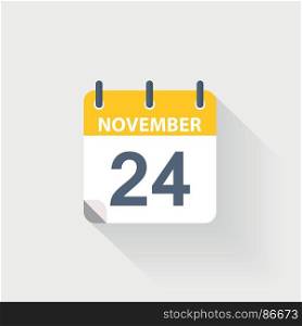 24 november calendar icon. 24 november calendar icon on grey background