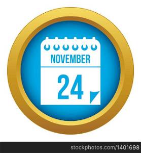 24 november calendar icon blue vector isolated on white background for any design. 24 november calendar icon blue vector isolated