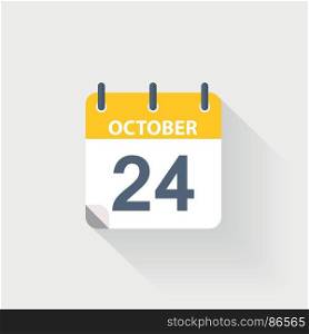 24 october calendar icon. 24 october calendar icon on grey background