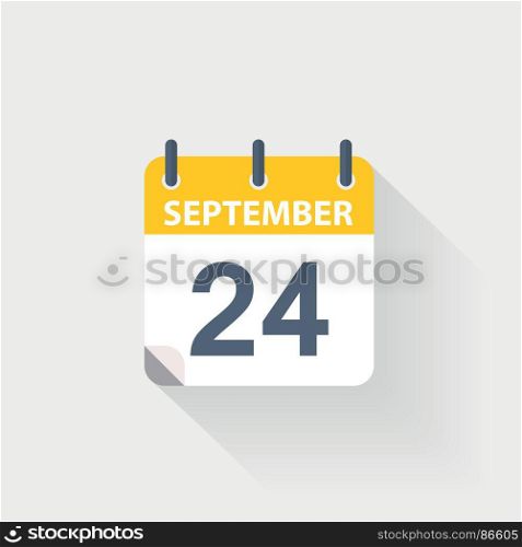 24 september calendar icon. 24 september calendar icon on grey background