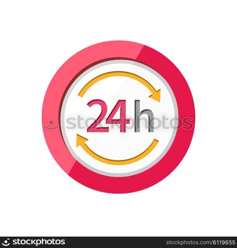 24h icon. Repair fix tool icons. 24h Customer support service signs. Circle concept web button. 24 h vector icon. 24h icon on clean background. Isolated icon 24h. 24H icon, badge, label or sticker