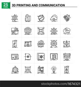 25 3d Printing And Communication icon set. vector background