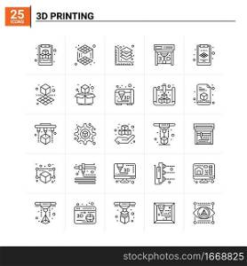 25 3d Printing icon set. vector background