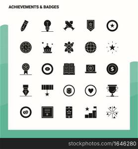 25 Achievements   Badges Icon set. Solid Glyph Icon Vector Illustration Template For Web and Mobile. Ideas for business company.