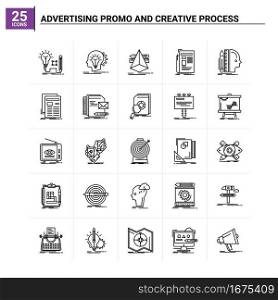 25 Advertising Promo And Creative Process icon set. vector background