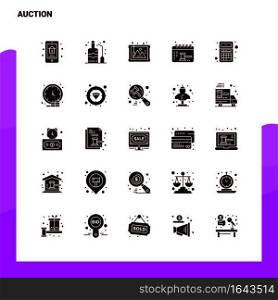 25 Auction Icon set. Solid Glyph Icon Vector Illustration Template For Web and Mobile. Ideas for business company.