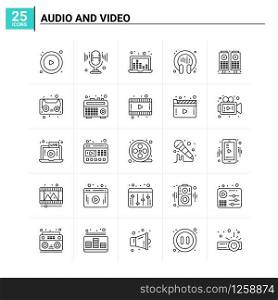 25 Audio And Video icon set. vector background
