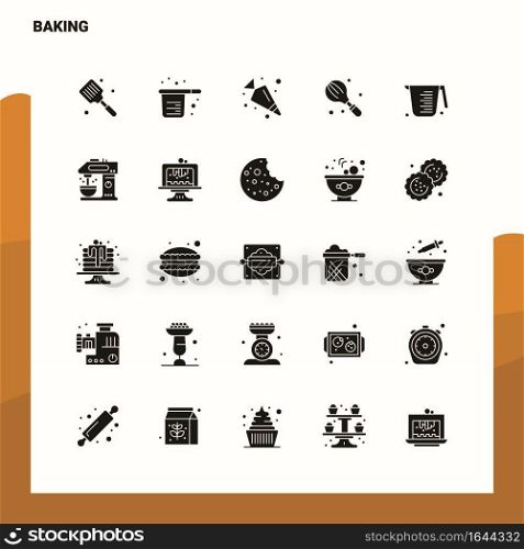 25 Baking Icon set. Solid Glyph Icon Vector Illustration Template For Web and Mobile. Ideas for business company.