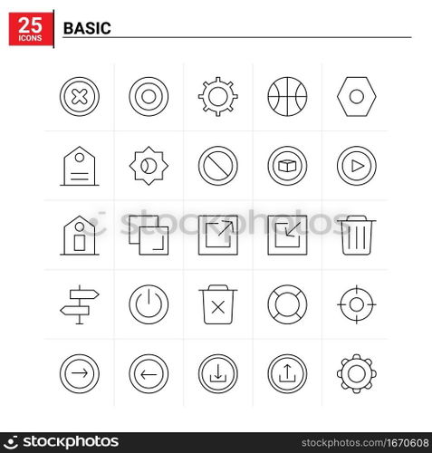 25 Basic icon set. vector background
