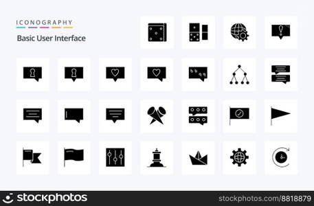 25 Basic Solid Glyph icon pack