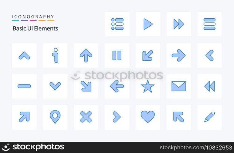 25 Basic Ui Elements Blue icon pack
