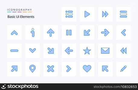 25 Basic Ui Elements Blue icon pack