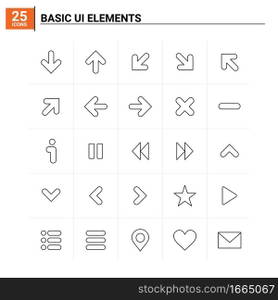25 Basic Ui Elements icon set. vector background